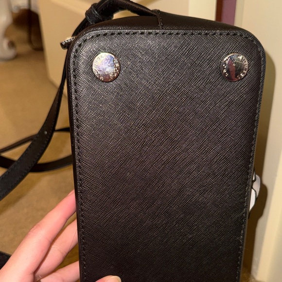 Michael Kors Black Floral Appliqué Backpack with Silver Accents